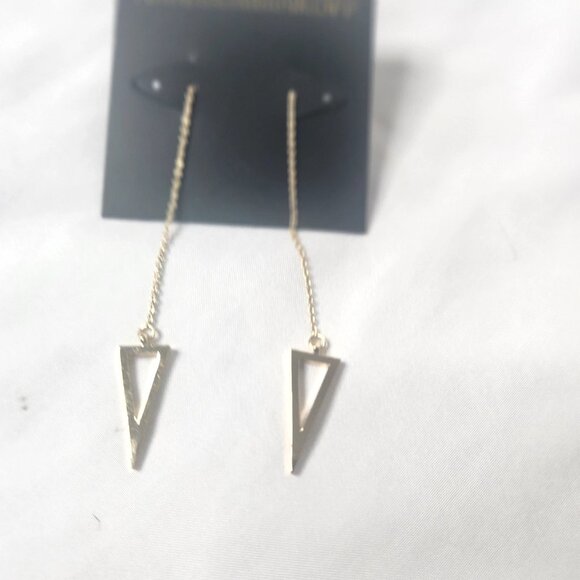 Rebecca Minkoff Women's Gold Toned Triangle Earrings New - Picture 2 of 5